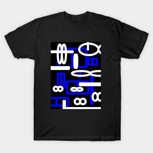 Blue and black geometric abstract art design T-Shirt